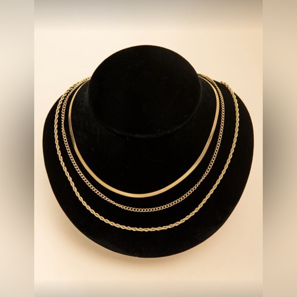 Gold Tone Layered Chain Necklace